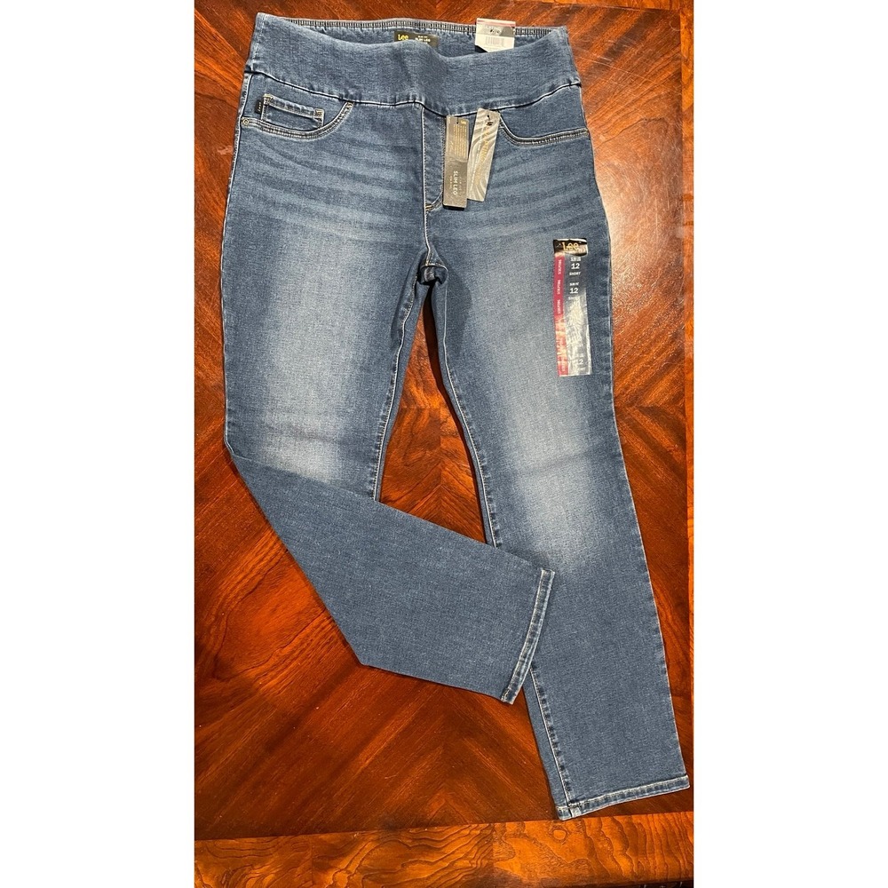 Lee Sculpting Slim Leg Jeans Women Size 12 Short Mid Rise Stretch Denim NWT - Picture 2 of 12